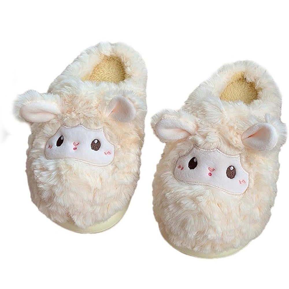 Animal Slippers for Women - Cute Sheep Cozy Winter Plush Soft Adult Home Cotton